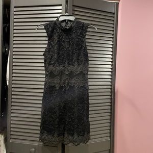 TOPSHOP black lace dress SIZE 4 with MESH paneling!
